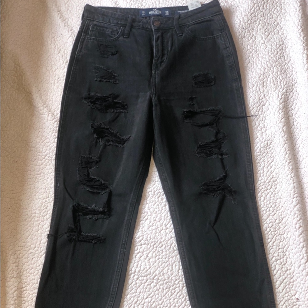 Black Ripped Mom Jeans